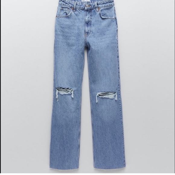ZARA WIDE FULL LENGTH JEANS - Picture 4 of 9